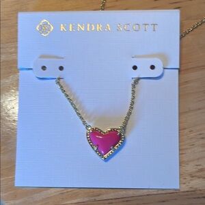 Kendra Scott Gold Chain Necklace with Pink Heart Pendant